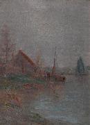 unknow artist, Morning fog over the River Schelde